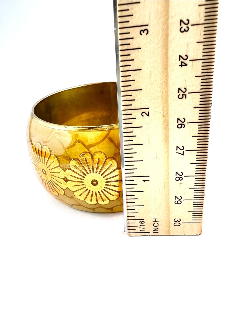 Vintage Chunky Floral Enamel Brass Bangle Bracelet - Bohemian - Picture 6 of 6